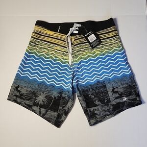 Pacific Surf Men's SZ XX-Large Multi-Color Surfer Print Vintage Surf Swim Trunks
